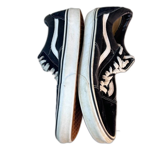 Vans Unisex Black Canvas White Detail Old Skool Sneaker Size M 10.5/W 12 - Picture 11 of 14